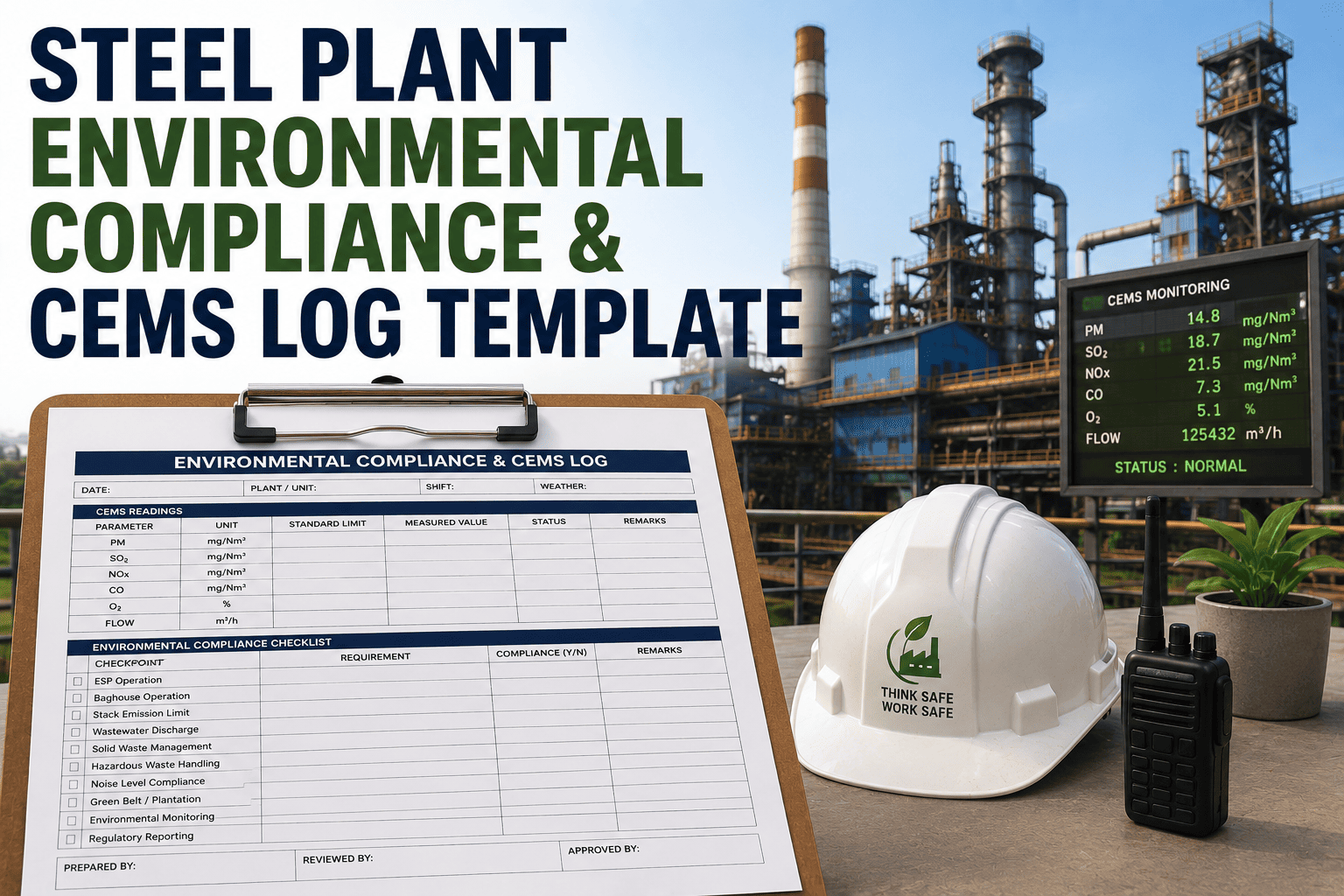 environmental-compliance-cems-log-template-steel-plant
