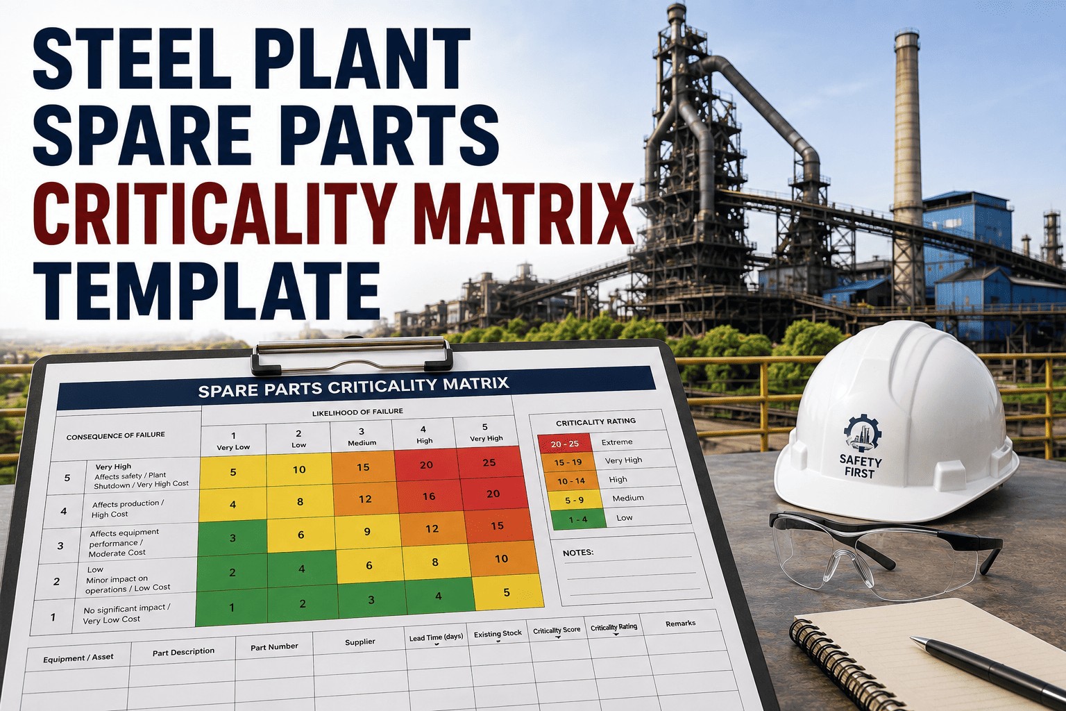 spare-parts-criticality-matrix-template-steel-plant