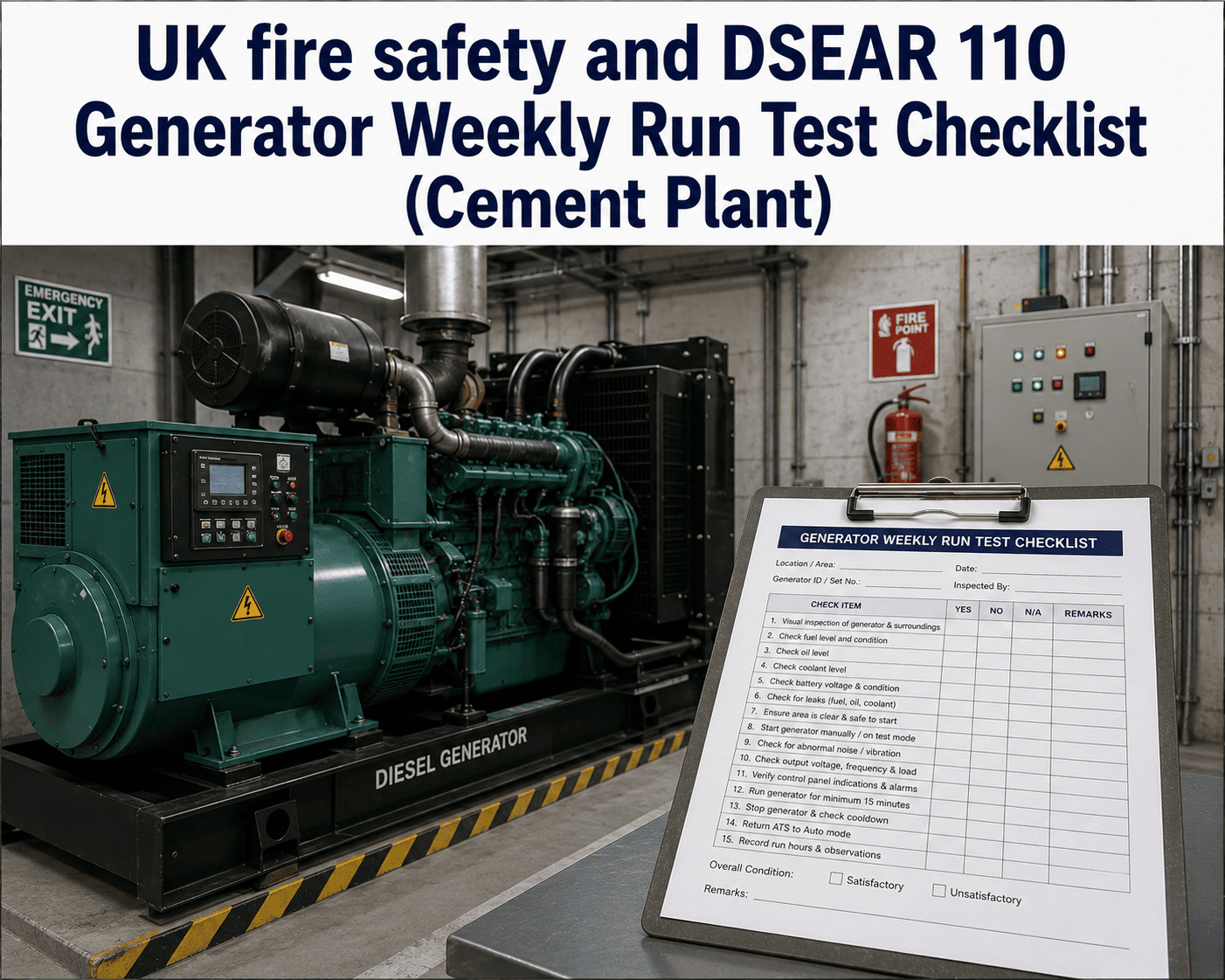 uk-fire-safety-dsear-110-generator-weekly-run-test-checklist-cement