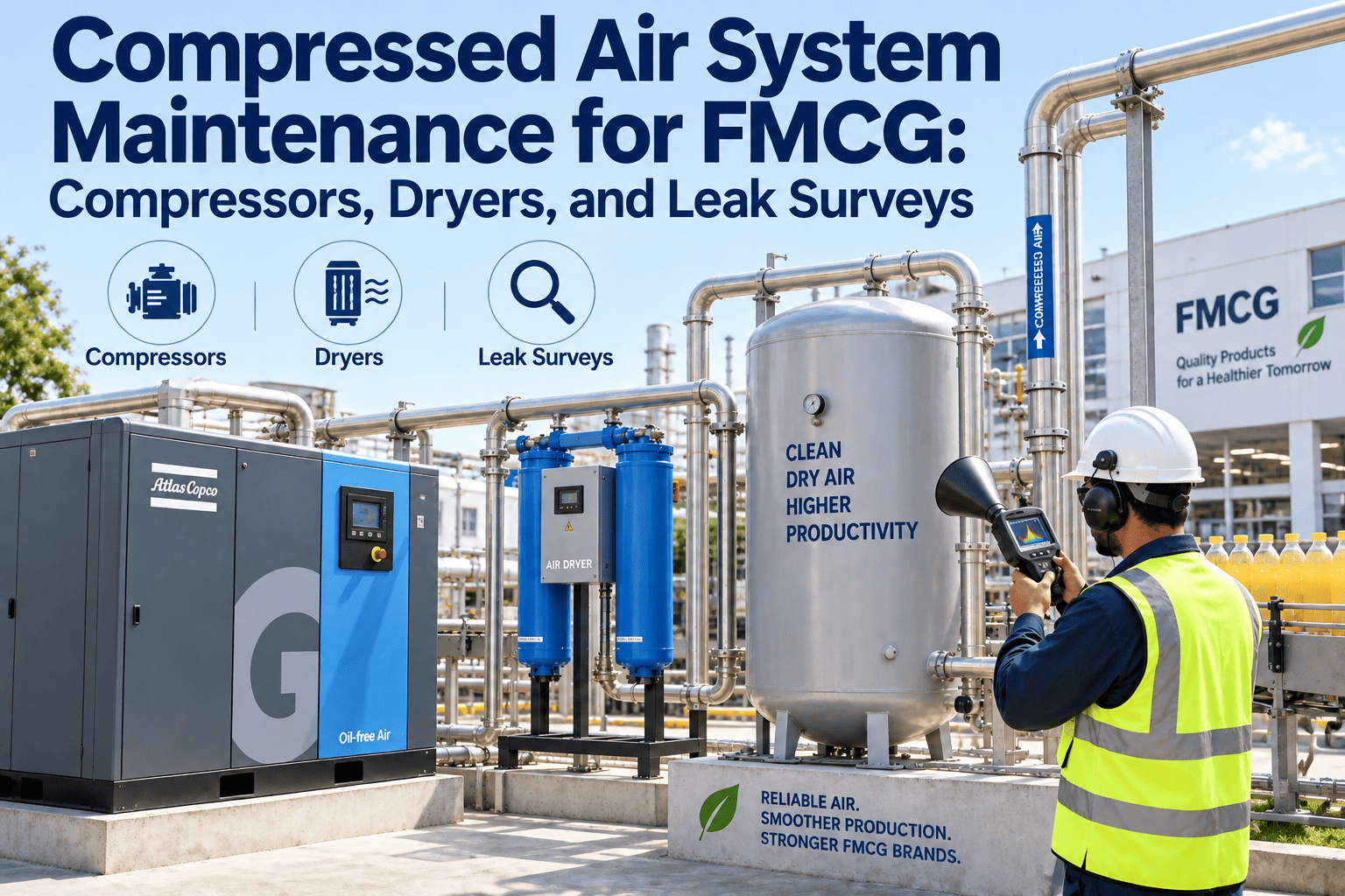 compressed-air-system-maintenance-fmcg-compressors-dryers-leak