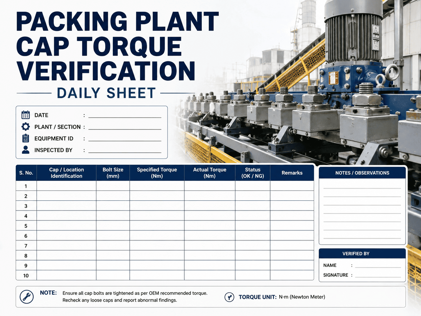 packing-plant-cap-torque-verification-daily-sheet