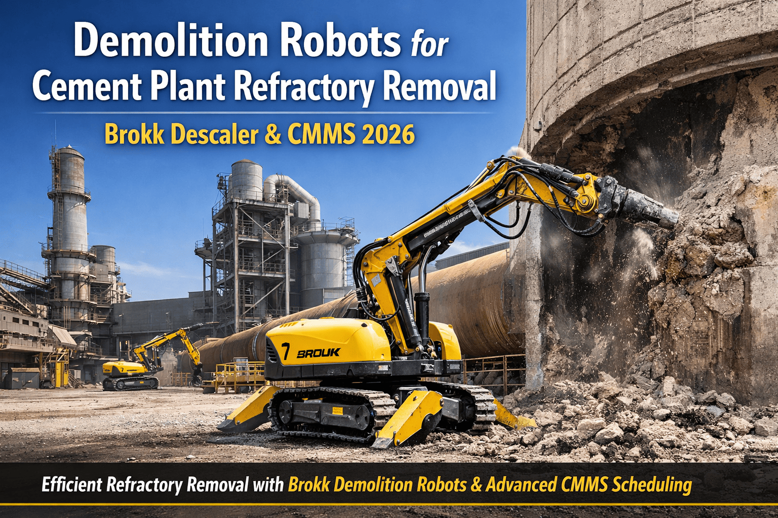 demolition-robots-for-cement-plant-refactory-removal-brokk-descaler-and-cmms