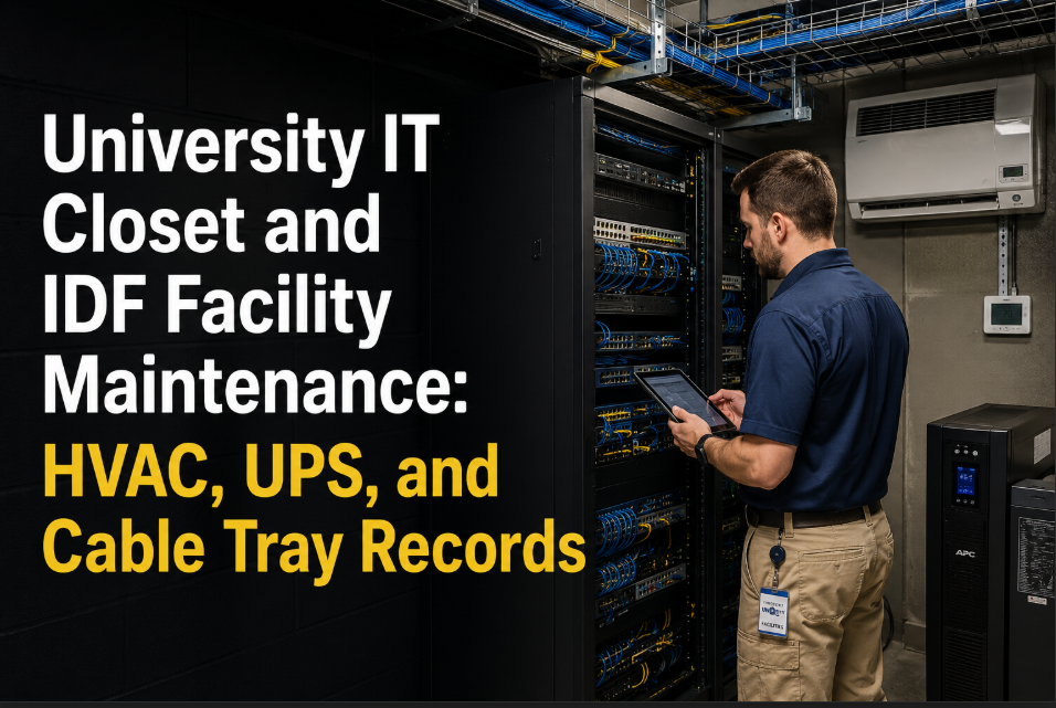 university-it-closet-idf-facility-maintenance-hvac-ups-cable-tray