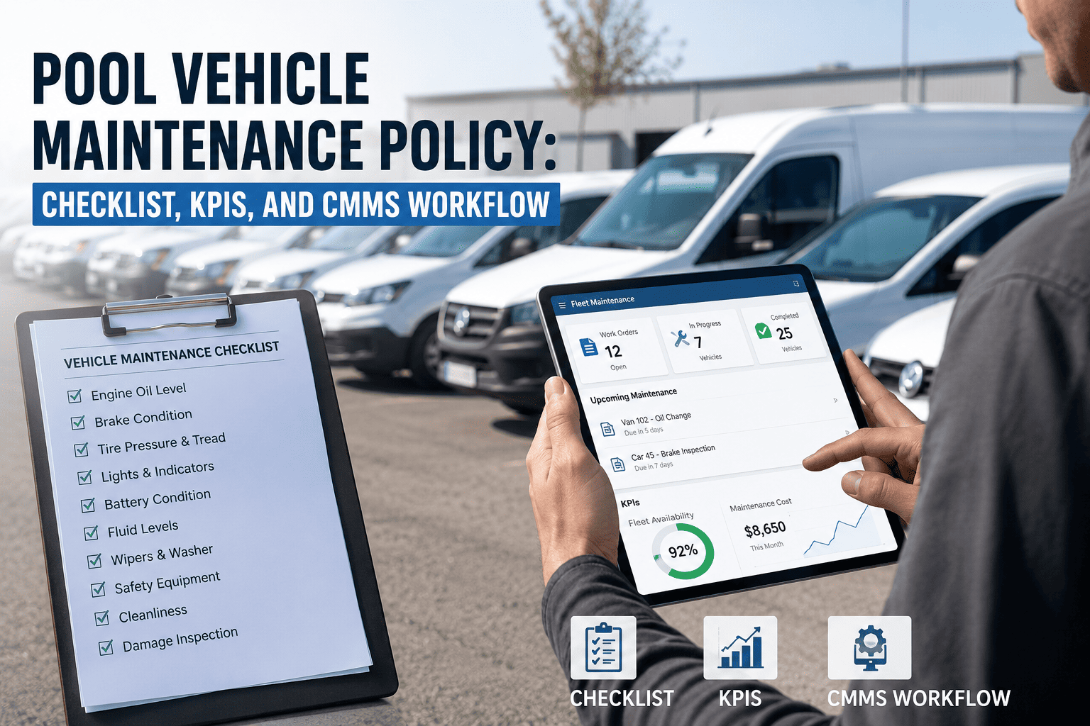 pool-vehicle-maintenance-policy-checklist-kpis-and-cmms-workflow