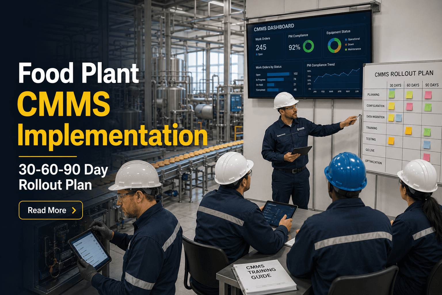 food-plant-cmms-implementation-30-60-90-day-rollout-plan