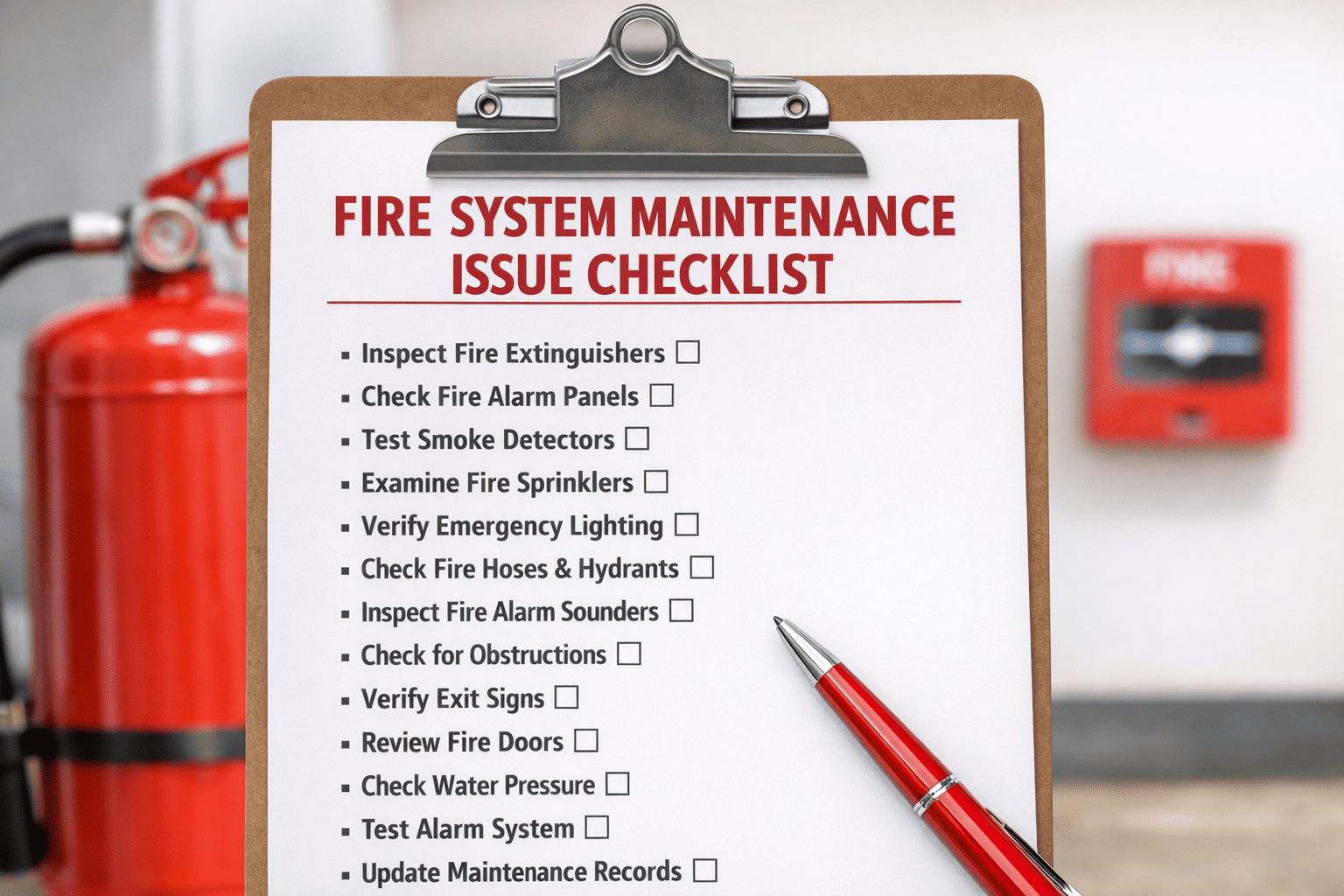 fire-system-maintenance-issue-checklist