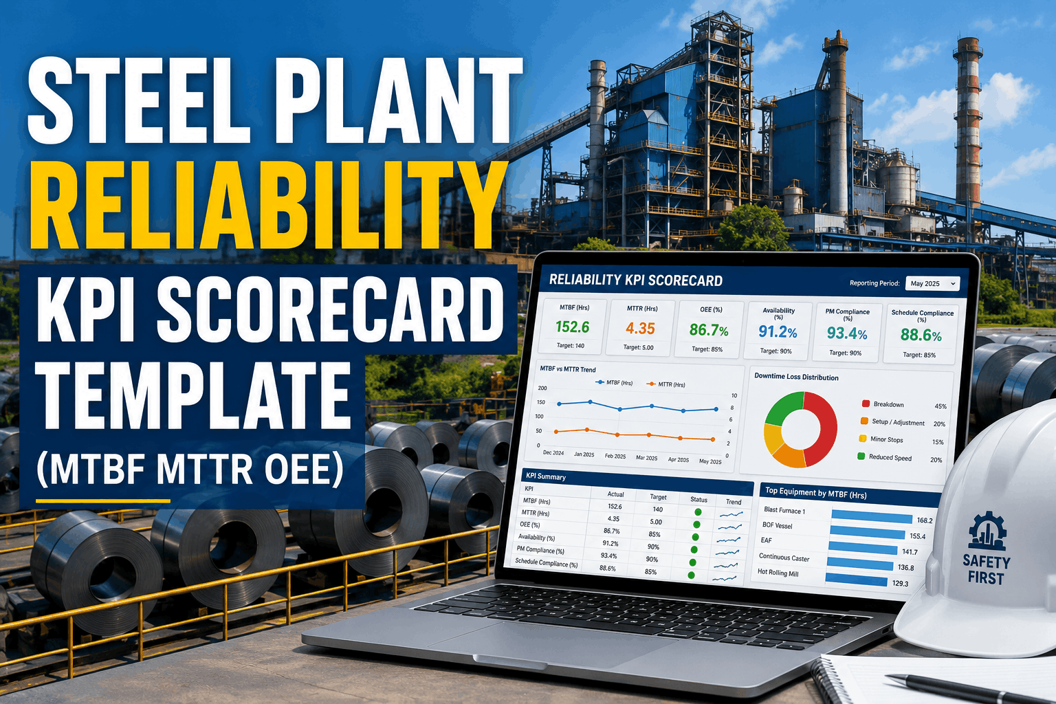 steel-plant-reliability-kpi-scorecard-template-(mtbf-mttr-oee)